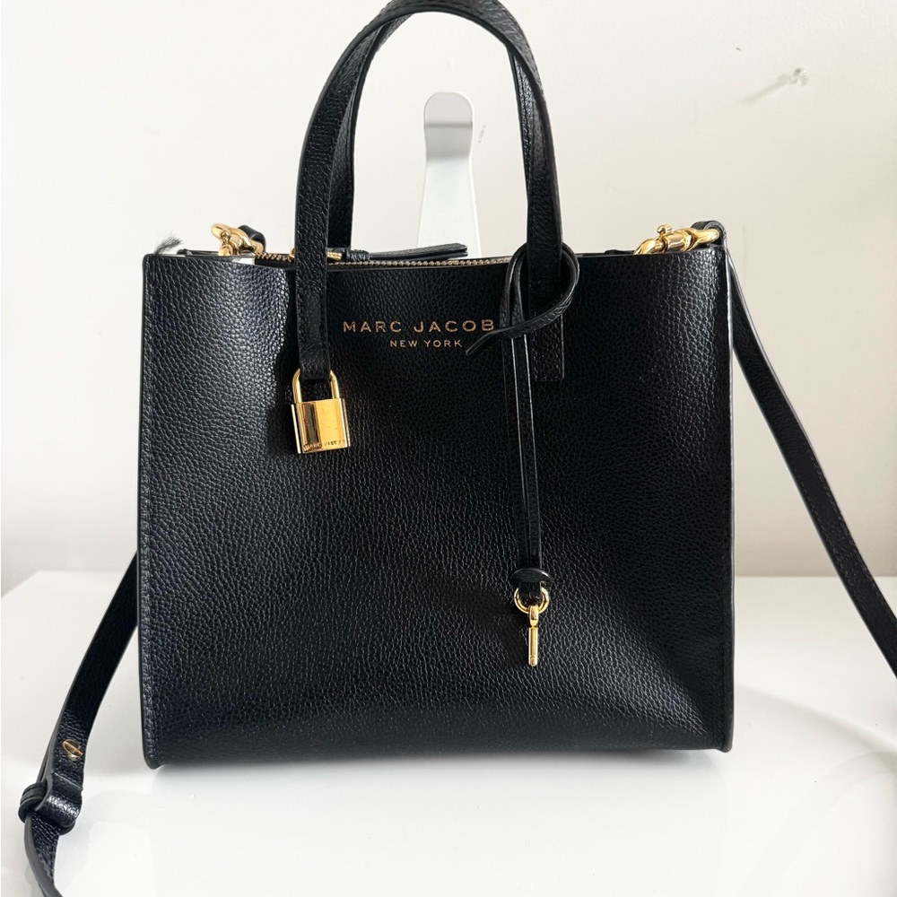 Marc Jacobs Black Satchel with Gold Accents